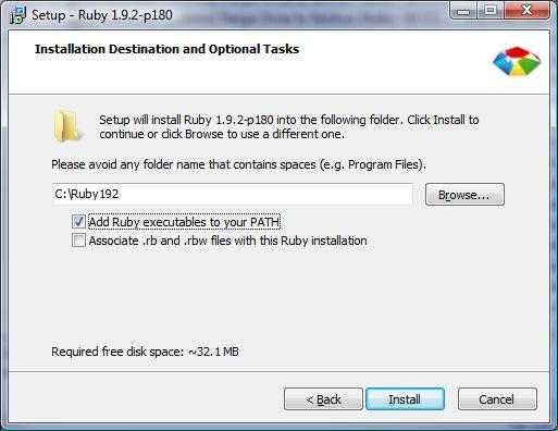 installing ruby windows